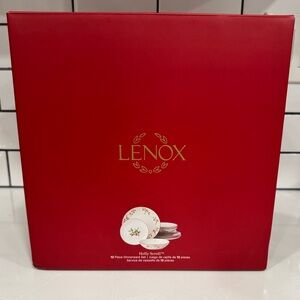 Brand New!!! Lenox Holly Scroll 12- Piece Dinnerware Set